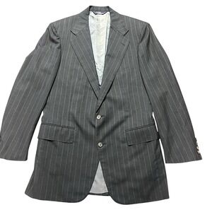 Vintage Polo Ralph Lauren Blazer Mens Black Pinstripe Coat Italy 42R Virgin Wool